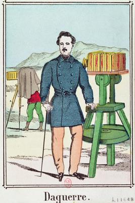 Portrait of Louis-Jacques Daguerre (1787-1851) (colour litho), 